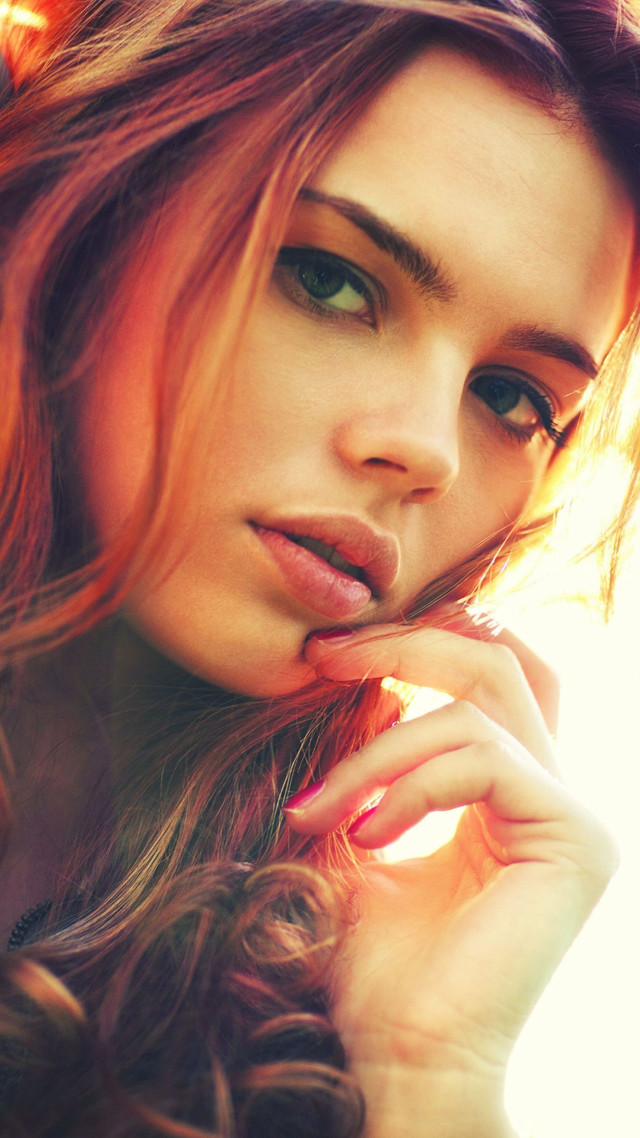 Woman long hair green eyes #3 free wallpaper for mobile - medium preview image