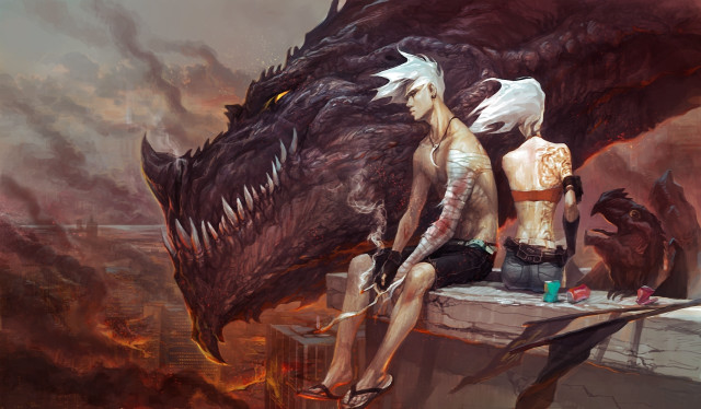 Couple people ledgedragon woman back free wallpaper for desktop - medium preview image