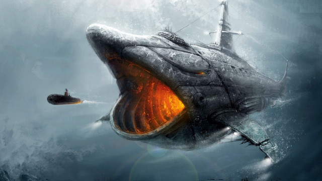 Large shark boat mouth ship free wallpaper for desktop - medium preview image