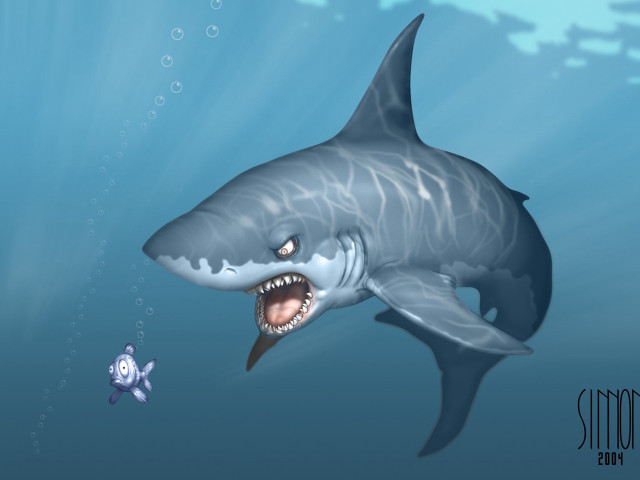 Shark open mouth fish swimming free wallpaper for desktop - medium preview image