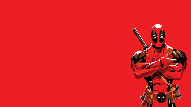 Deadpool baseball bat red background free wallpaper for desktop - medium preview image