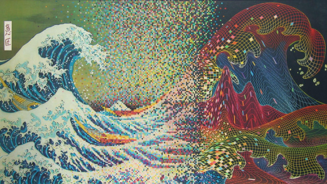 Colorful wave painting artistic surface free wallpaper for desktop - medium preview image