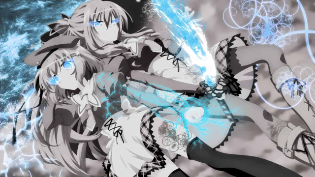 Anime girls blue eyes glowing free wallpaper for desktop - medium preview image