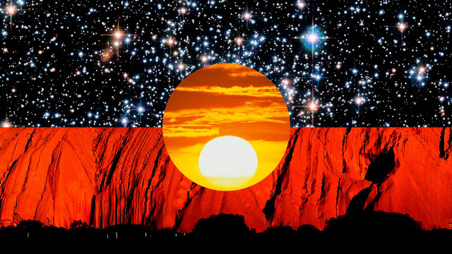 Bright orange sky stars sunset free wallpaper for desktop - medium preview image