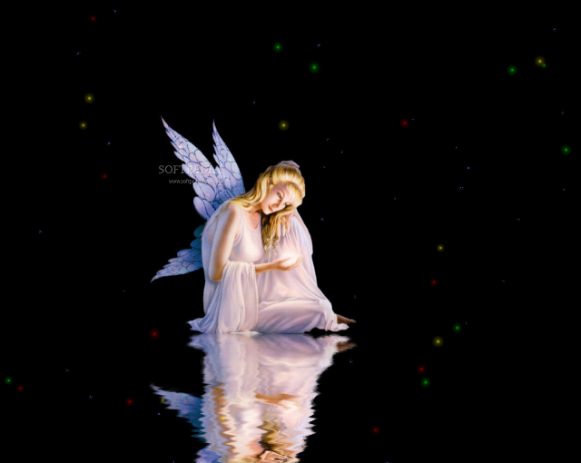 Fairy sitting water wings reflection free wallpaper for desktop - medium preview image