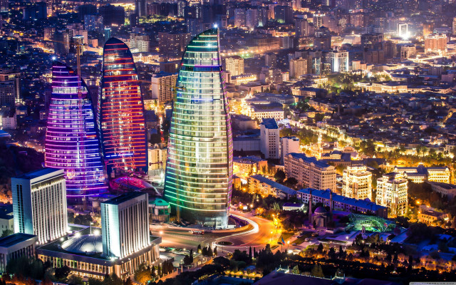 City night tall building rainbow free wallpaper for desktop - medium preview image