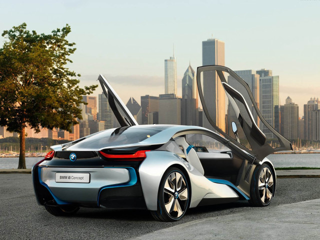 Futuristic car city skyline open free wallpaper for desktop - medium preview image