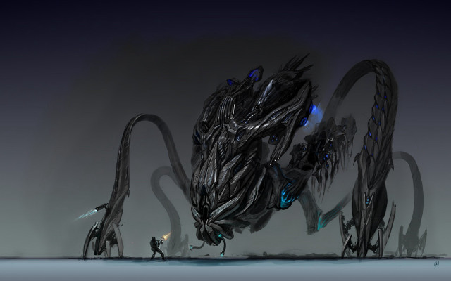 Giant alien creature man night free wallpaper for desktop - medium preview image