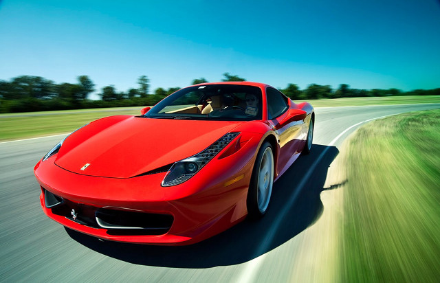 Red sports car driving road #22 free wallpaper for desktop - medium preview image