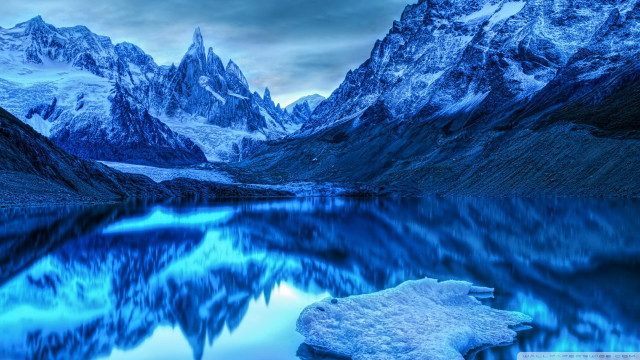 Mountain lake snow clouds blue free wallpaper for desktop - medium preview image