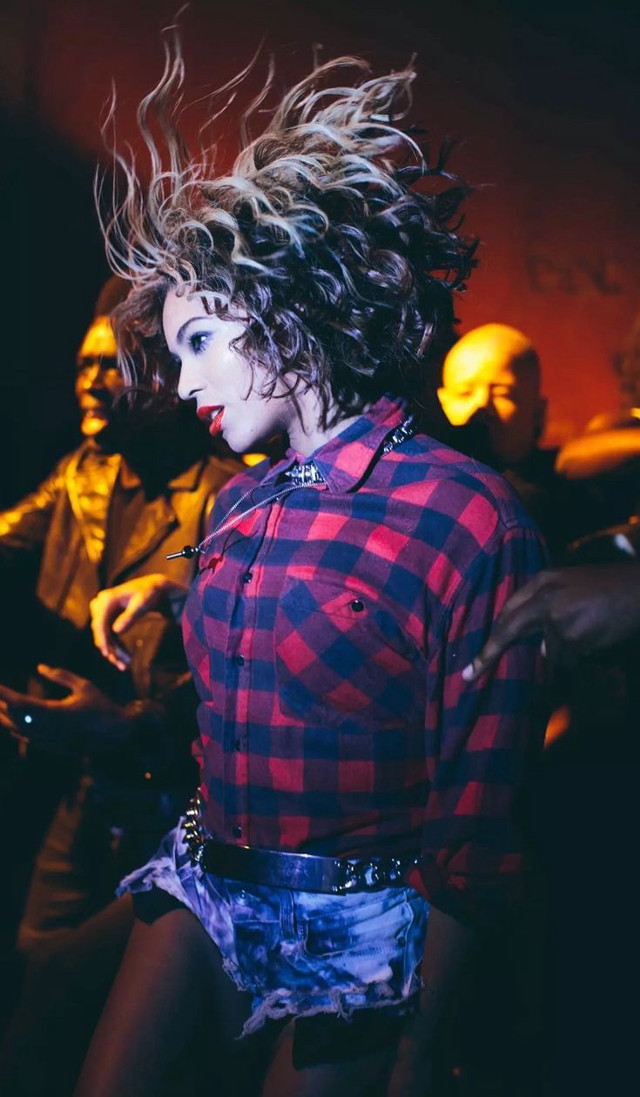 Woman futuristic fire embers plaid free wallpaper for mobile - medium preview image