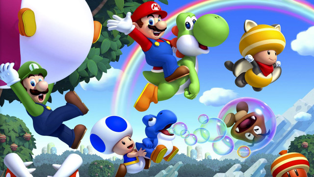 Mario luigi flying bubbles rainbows #2 free wallpaper for desktop - medium preview image