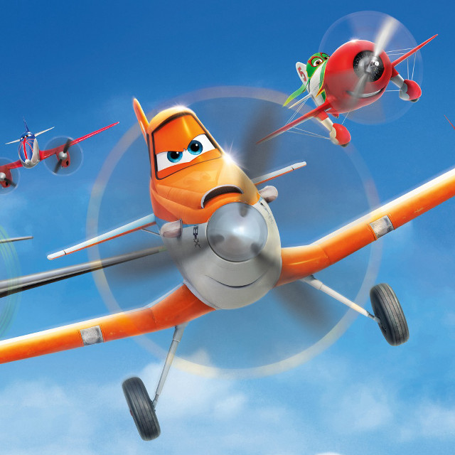 Cartoon airplane flying sky character free wallpaper for tablet - medium preview image
