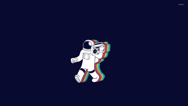 Spaceman rainbow striped helmet camera free wallpaper for desktop - medium preview image