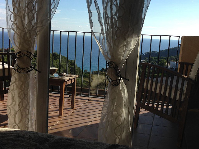 Balcony table chairs ocean view #2 free wallpaper for desktop - medium preview image