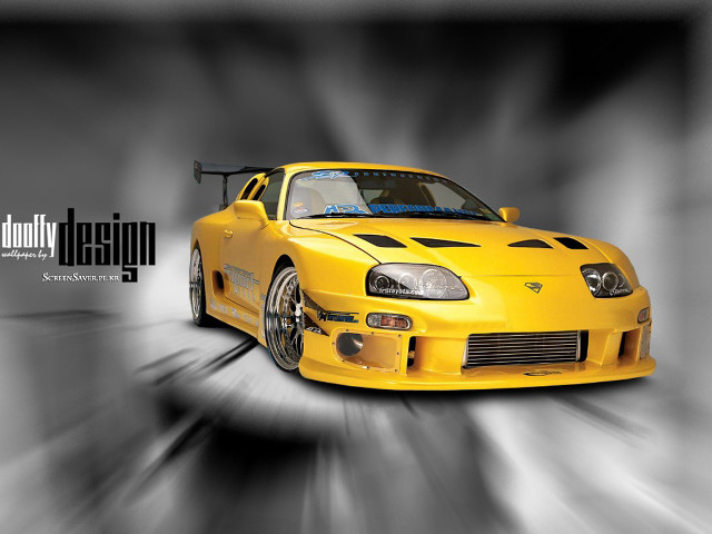 Yellow sports car black stripe #5 free wallpaper for desktop - medium preview image