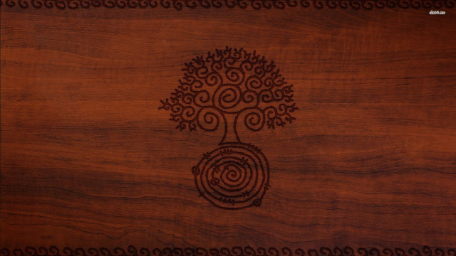 Wooden table tree spiral design free wallpaper for desktop - medium preview image