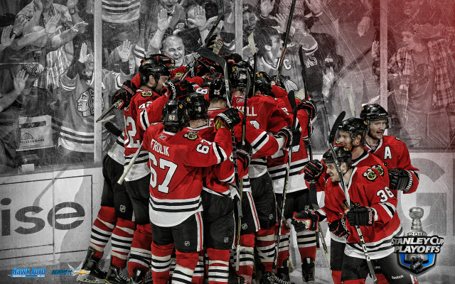 Hockey players circle fans banner free wallpaper for desktop - medium preview image