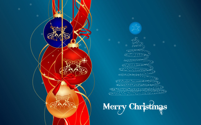 Christmas card tree ornaments side free wallpaper for desktop - medium preview image