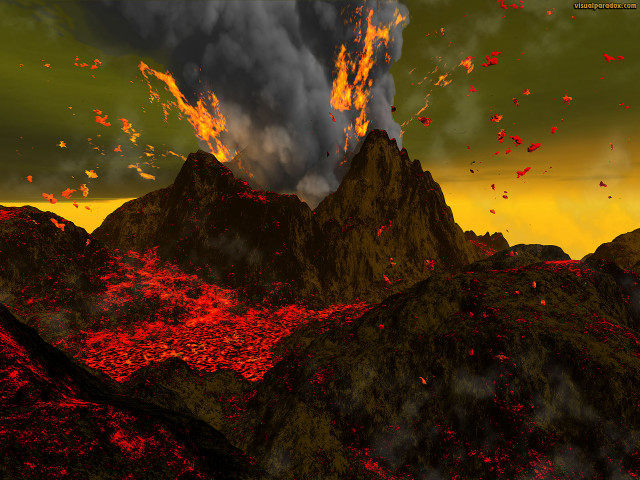 Volcano lava dark sky clouds free wallpaper for desktop - medium preview image