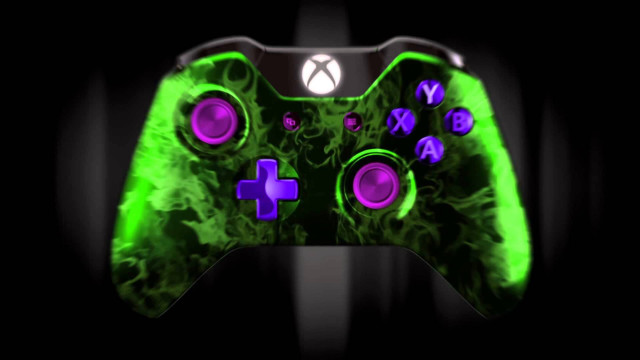 Green purple controller shock art free wallpaper for desktop - medium preview image