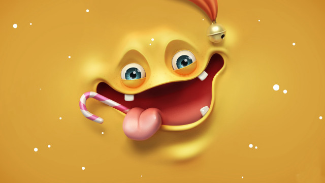 Yellow background smiling face candy #2 free wallpaper for desktop - medium preview image