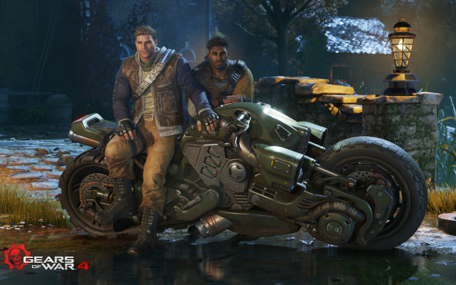 Man woman motorcycle video game free wallpaper for desktop - medium preview image