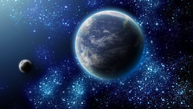 Blue planet blue star glowing free wallpaper for desktop - medium preview image