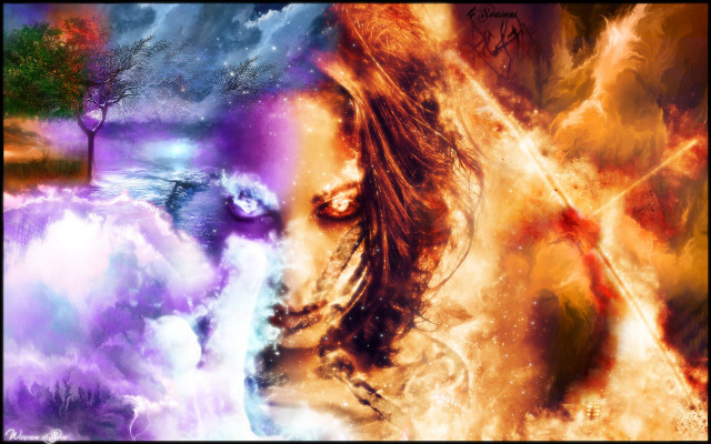 Woman tree sky clouds foreground free wallpaper for desktop - medium preview image