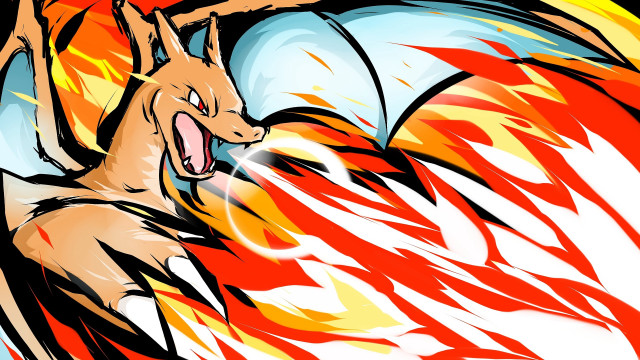 Cartoon dragon fire breathing effect free wallpaper for desktop - medium preview image