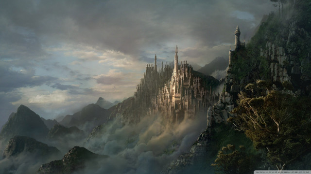 Castle mountain fog clouds bird free wallpaper for desktop - medium preview image