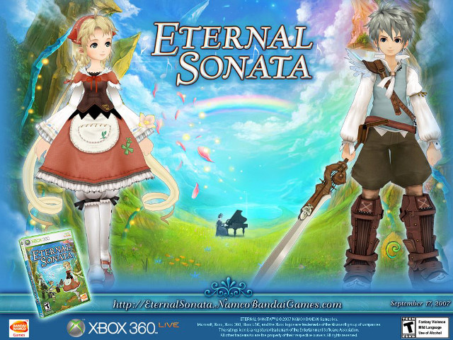 Anime couple blue sky rainbow free wallpaper for desktop - medium preview image