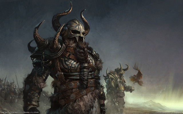Armored men horns field grass free wallpaper for desktop - medium preview image