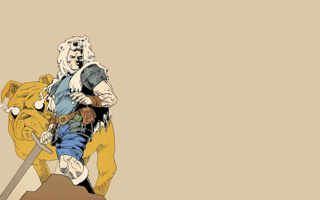 Cartoon character sword bear rock free wallpaper for desktop - medium preview image