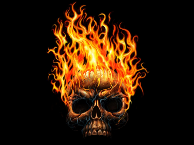 Skull flames burnt clothes fire free wallpaper for desktop - medium preview image