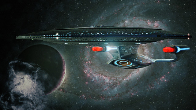 Spaceship flying galaxy stars red free wallpaper for desktop - medium preview image