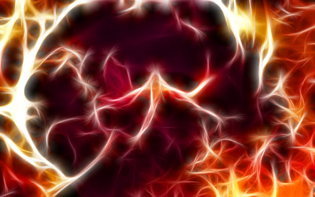Human head flames red yellow free wallpaper for desktop - medium preview image