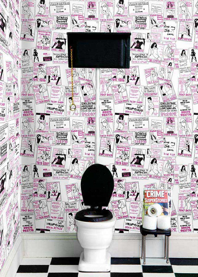 Bathroom toilet wallpaper pink black free wallpaper for mobile - medium preview image