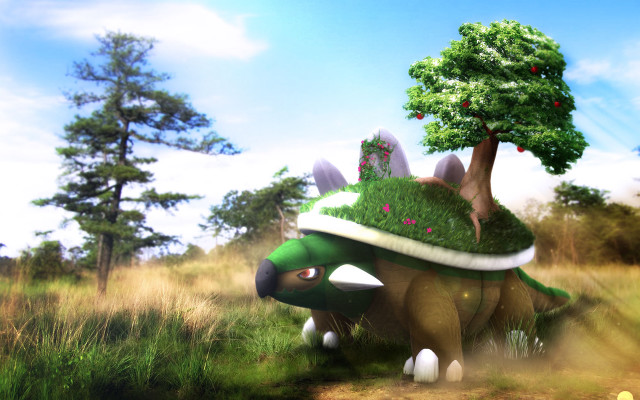 Green white dinosaur tree back free wallpaper for desktop - medium preview image