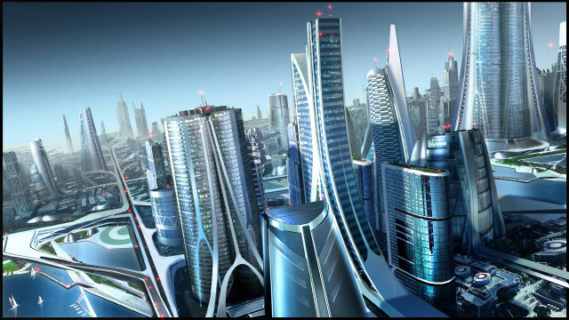 Futuristic afrofuturism cityscape nyc tokyo free wallpaper for desktop - medium preview image