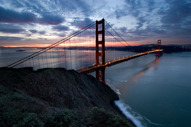 Golden gate bridge sunset hill #2 free wallpaper for desktop - medium preview image