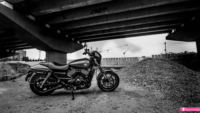 Motorcycle parked bridge dirt road free wallpaper for desktop - medium preview image