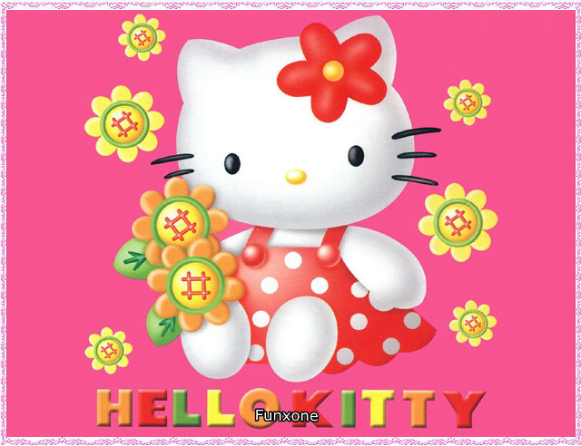 Hello kitty flowers bow head free wallpaper for desktop - medium preview image
