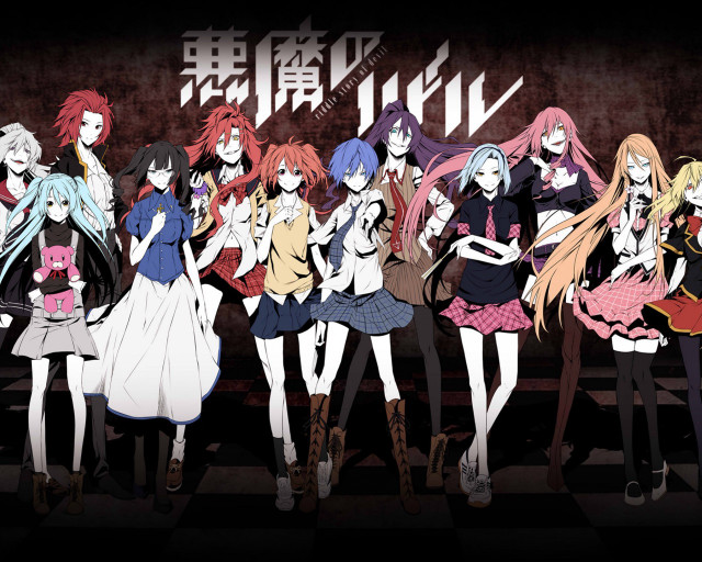 Anime girls wall writing group free wallpaper for desktop - medium preview image