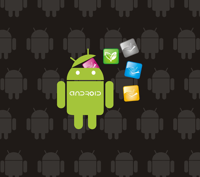 Green android icons black background free wallpaper for tablet - medium preview image