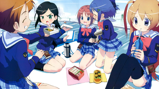 Girls gathered around table food free wallpaper for desktop - medium preview image