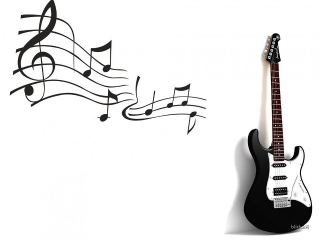 Guitar musical notes wall sticker free wallpaper for desktop - medium preview image