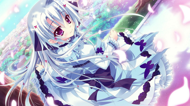 Woman white dress green object free wallpaper for desktop - medium preview image