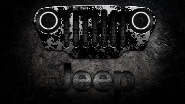 Jeep emblem camouflage black background free wallpaper for desktop - medium preview image