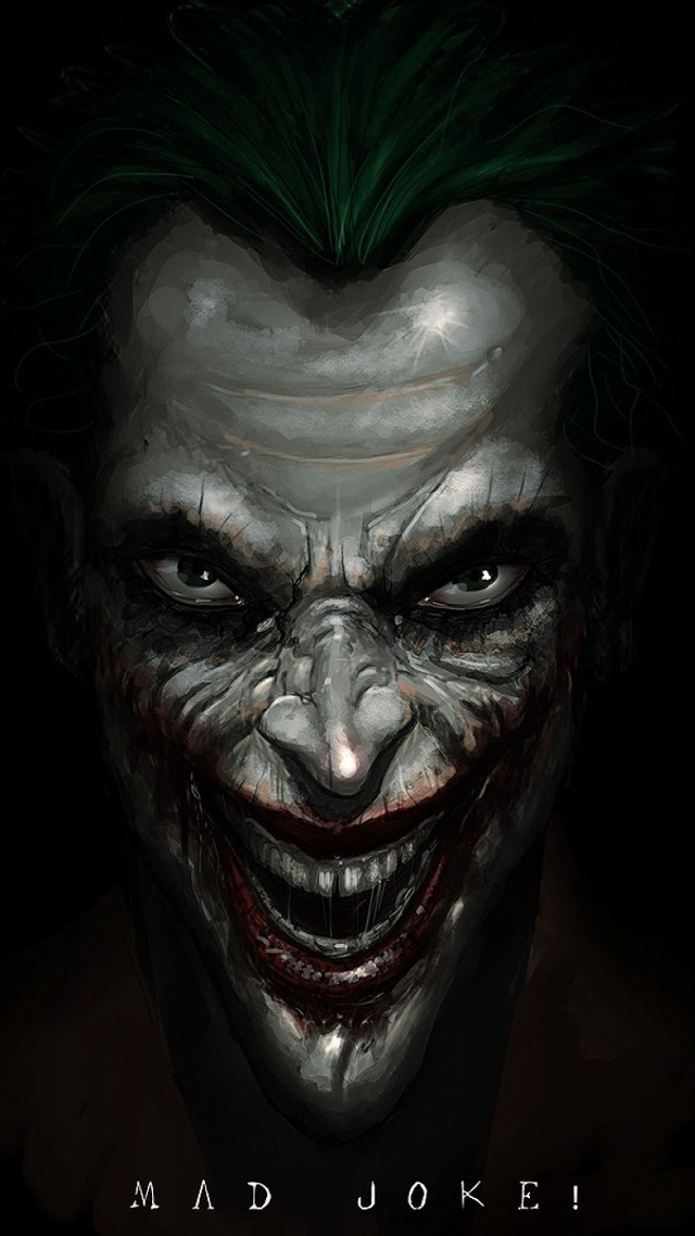 Joker green hair creepy smile free wallpaper for mobile - medium preview image